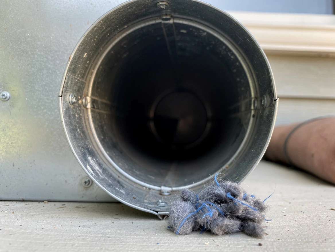Meadowbrook Dryer Vent Cleaning technician using specialized equipment to clear severe dryer vent blockage in Meadowbrook