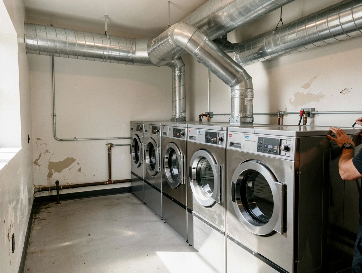 Meadowbrook Dryer Vent Cleaning team performing large-scale commercial dryer vent cleaning in Meadowbrook